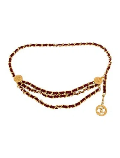 Pre-owned Chanel Vintage Interlocking Cc Logo Waist Belt In Gold