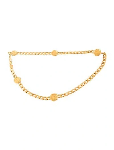 Pre-owned Chanel Vintage Interlocking Cc Logo Waist Belt In Gold