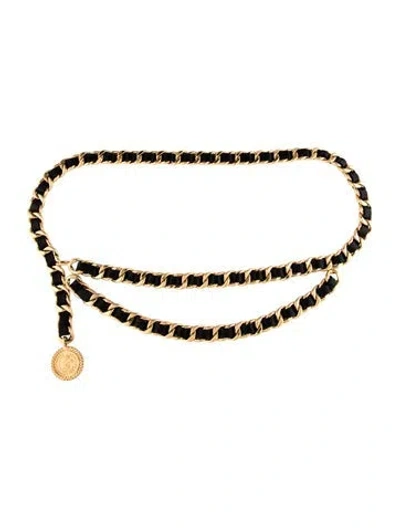 Pre-owned Chanel Vintage Interlocking Cc Logo Waist Belt In Gold