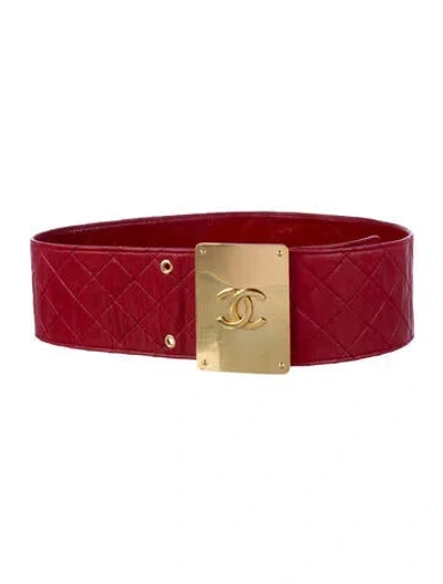 Pre-owned Chanel Vintage Interlocking Cc Logo Waist Belt In Red