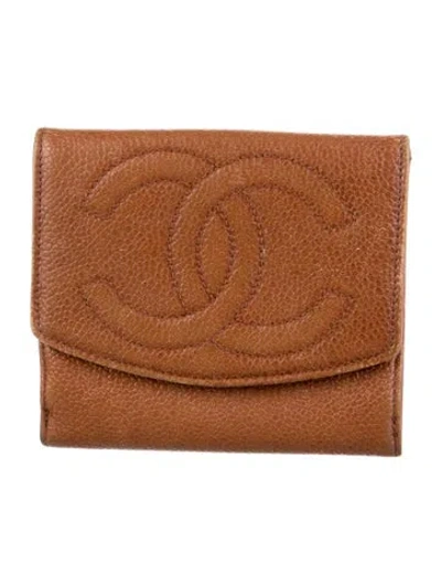 Pre-owned Chanel Vintage Interlocking Cc Logo Wallet In Brown