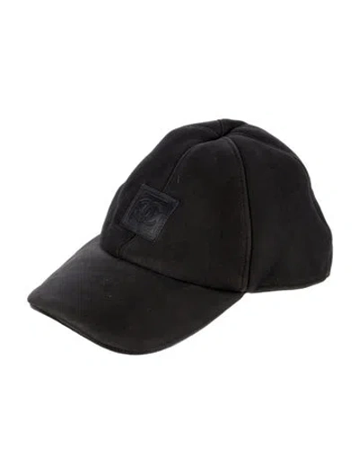 Pre-owned Chanel Vintage Lambskin Baseball Cap In Black