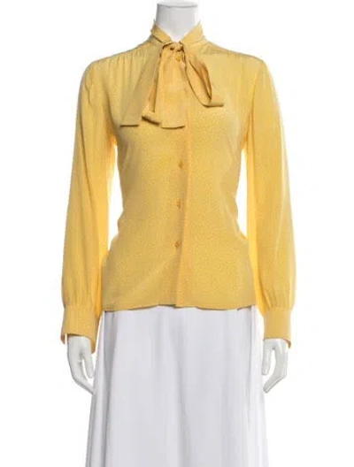 Pre-owned Chanel Vintage Late 1970's - Early 1980's Blouse In Yellow