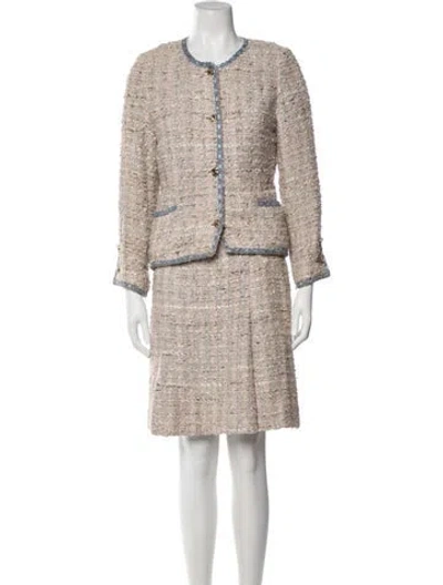 Pre-owned Chanel Vintage Late 1980's - Early 1990's Skirt Suit In Neutral