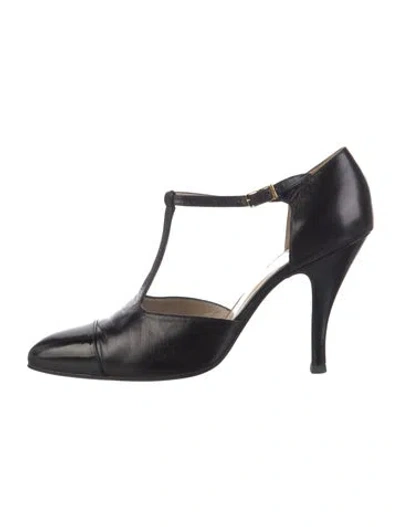 Pre-owned Chanel Vintage Late 1990's - Early 2000's T-strap Pumps In Black