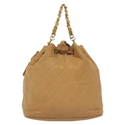 Pre-owned Chanel Vintage Leather Backpack Bag () In Yellow