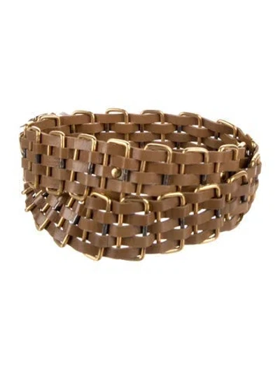 Pre-owned Chanel Vintage Leather Belt Kit In Brown/gold
