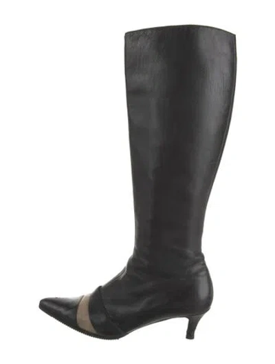 Pre-owned Chanel Vintage Leather Boots In Black