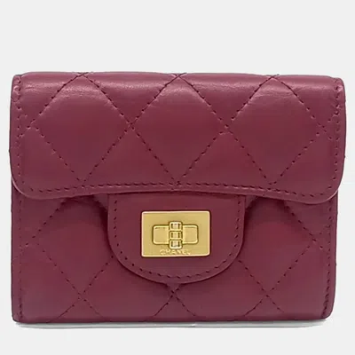 Pre-owned Chanel Vintage Leather Burgundy 2.55 Card Holder A31510