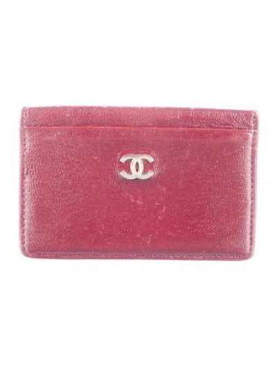 Pre-owned Chanel Vintage Leather Card Holder In Burgundy