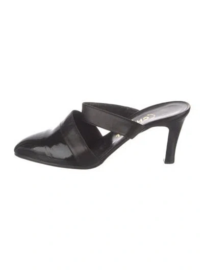 Pre-owned Chanel Vintage Leather Mules In Black