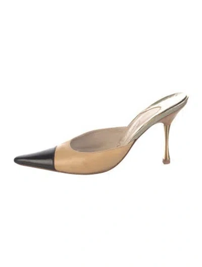 Pre-owned Chanel Vintage Leather Mules In Neutrals