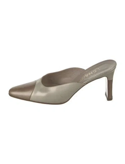 Pre-owned Chanel Vintage Leather Mules In Neutrals