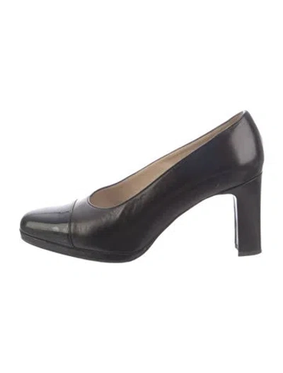 Pre-owned Chanel Vintage Leather Pumps In Black