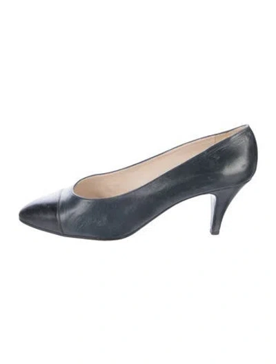 Pre-owned Chanel Vintage Leather Pumps In Blue