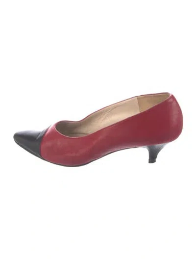 Pre-owned Chanel Vintage Leather Pumps In Red
