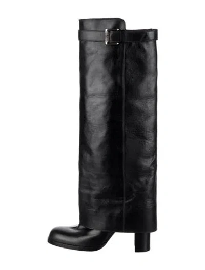 Pre-owned Chanel Vintage Leather Riding Boots In Black