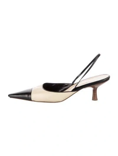 Pre-owned Chanel Vintage Leather Slingback Pumps In Neutral