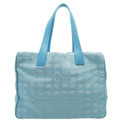 Pre-owned Chanel Vintage Light Blue New Travel Line Nylon Tote Mm Bag