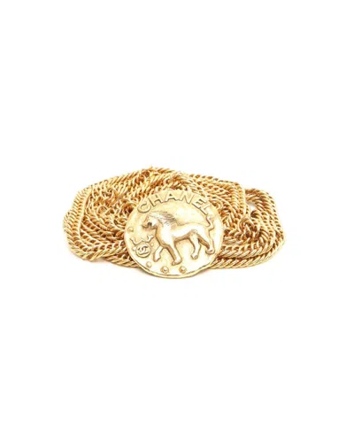 Pre-owned Chanel Vintage Lion Medallion Tripple Chain Belt 75 In Gold