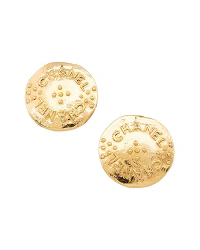 Pre-owned Chanel Vintage Logo Coin Clip On Earrings (authentic Pre-loved)