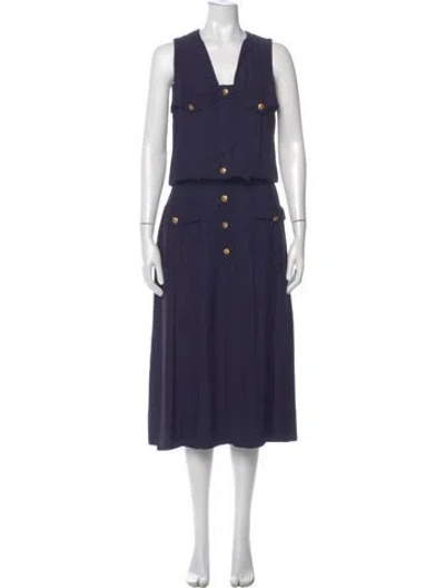 Pre-owned Chanel Vintage Long Dress In Blue