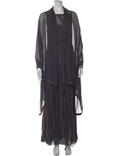 Pre-owned Chanel Vintage Long Dress In Gray
