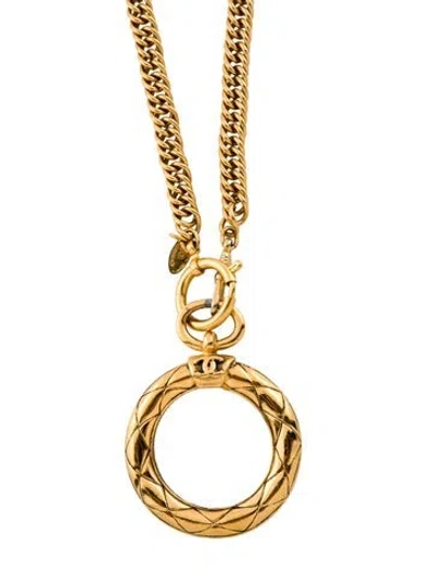 Pre-owned Chanel Vintage Magnifying Glass Pendant Necklace, 37.25" In Multi