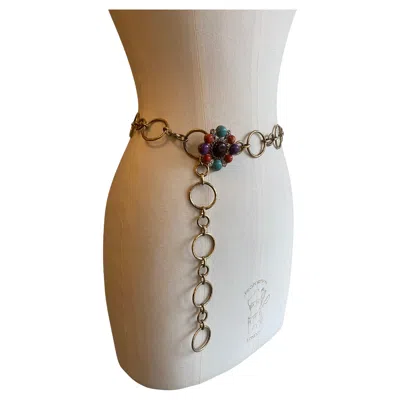 Pre-owned Chanel Vintage Maltese Cross Chain Link Belt In Brown