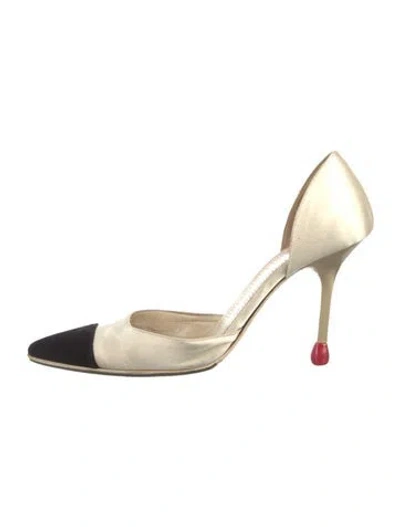 Pre-owned Chanel Vintage Matchstick D'orsay Pumps In Neutral