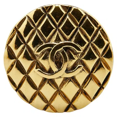 Pre-owned Chanel Vintage Matelasse Coco Mark Brooch In Gold
