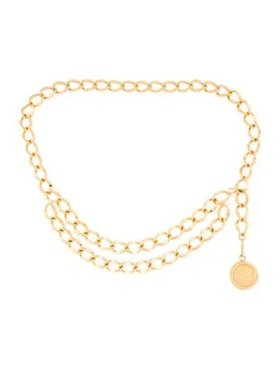 Pre-owned Chanel Vintage Medallion Chain-link Belt In Gold