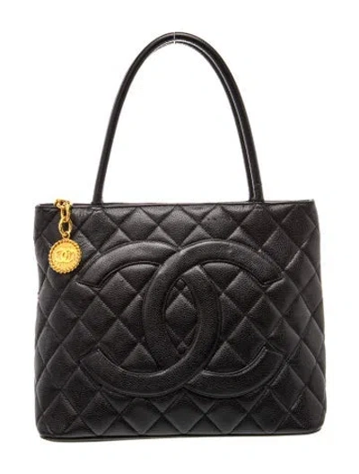 Pre-owned Chanel Vintage Medallion Tote In Black