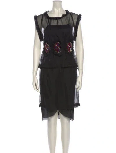 Pre-owned Chanel Vintage Midi Length Dress In Black