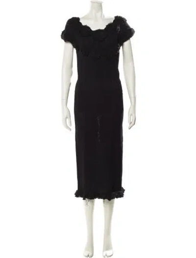 Pre-owned Chanel Vintage Midi Length Dress In Black