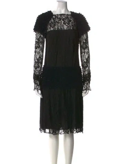 Pre-owned Chanel Vintage Midi Length Dress In Black