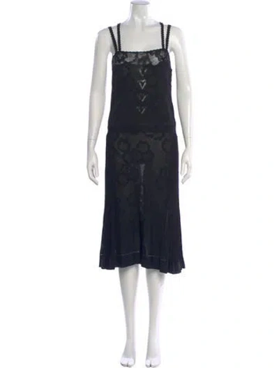 Pre-owned Chanel Vintage Midi Length Dress In Black