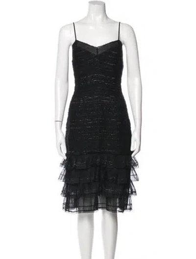 Pre-owned Chanel Vintage Midi Length Dress In Black