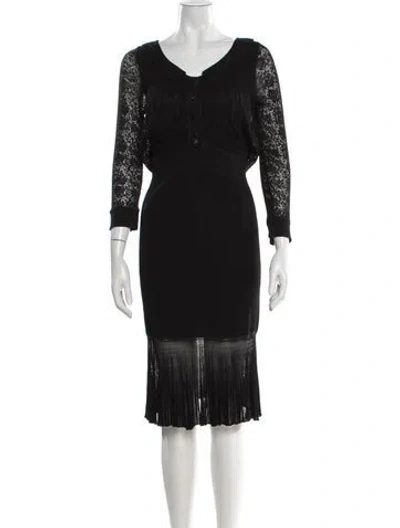 Pre-owned Chanel Vintage Midi Length Dress In Black