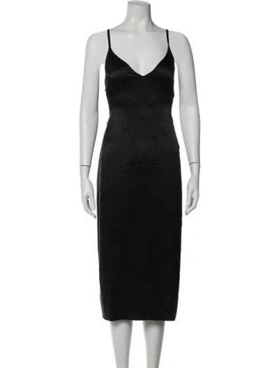 Pre-owned Chanel Vintage Midi Length Dress In Black