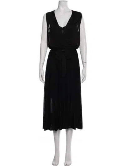 Pre-owned Chanel Vintage Midi Length Dress In Black