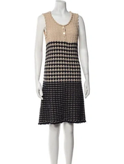 Pre-owned Chanel Vintage Midi Length Dress In Blue/neutrals