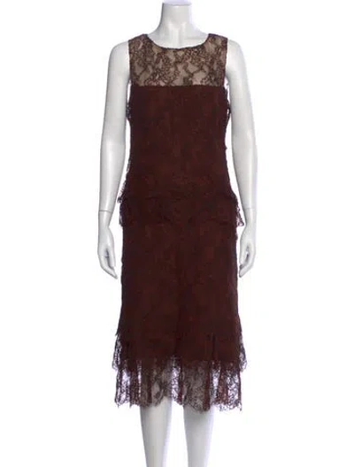 Pre-owned Chanel Vintage Midi Length Dress In Brown