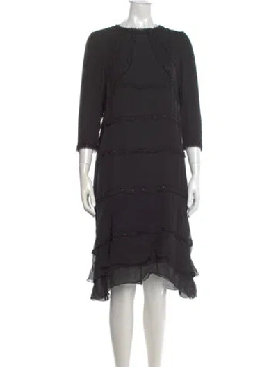 Pre-owned Chanel Vintage Midi Length Dress In Gray