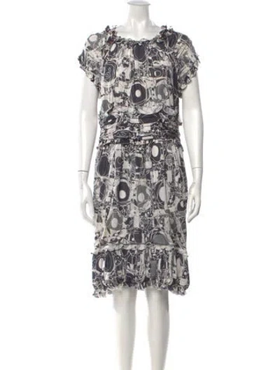 Pre-owned Chanel Vintage Midi Length Dress In Grey/white