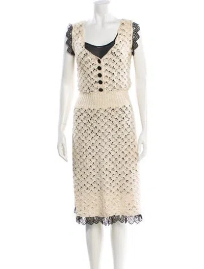 Pre-owned Chanel Vintage Midi Length Dress In Neutral