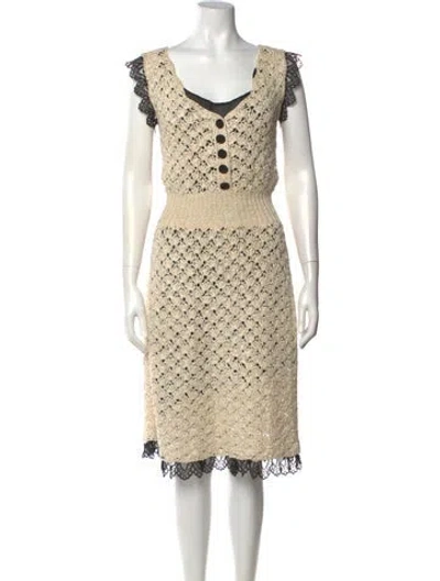 Pre-owned Chanel Vintage Midi Length Dress In Neutral