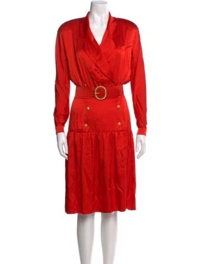 Pre-owned Chanel Vintage Midi Length Dress In Red