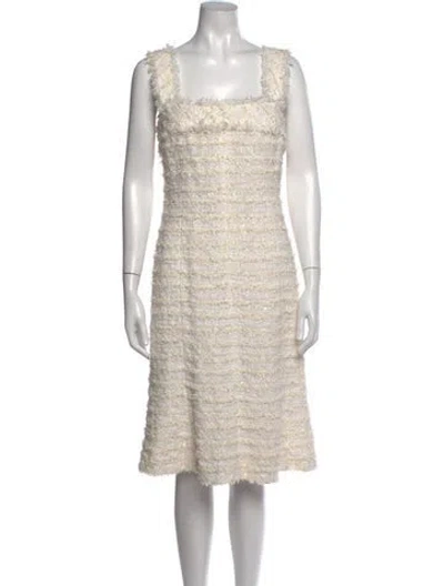 Pre-owned Chanel Vintage Midi Length Dress In White