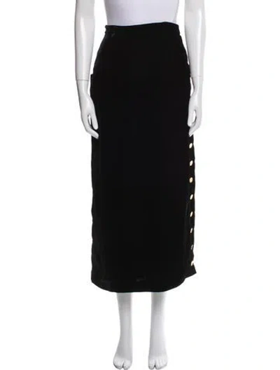Pre-owned Chanel Vintage Midi Length Skirt In Black